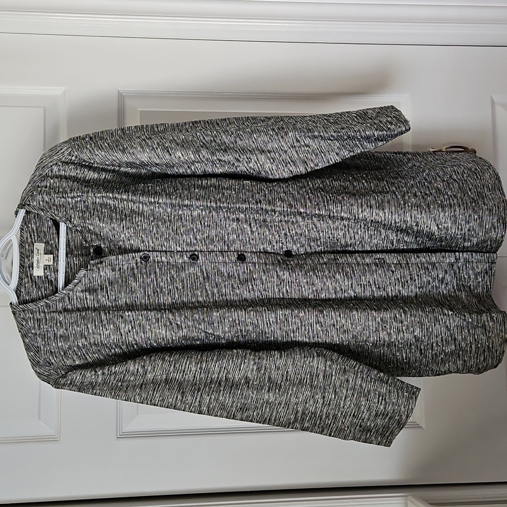 Coldwater Creek Open Duster Long Jacket Black & White Size XL